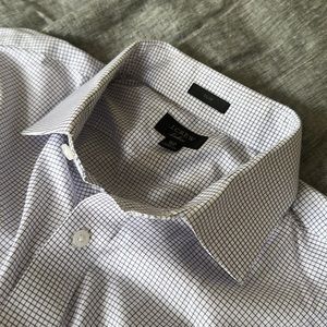 Jcrew Ludlow stretch two-ply easy-care cotton dress shirt in microcheck 15.5x34